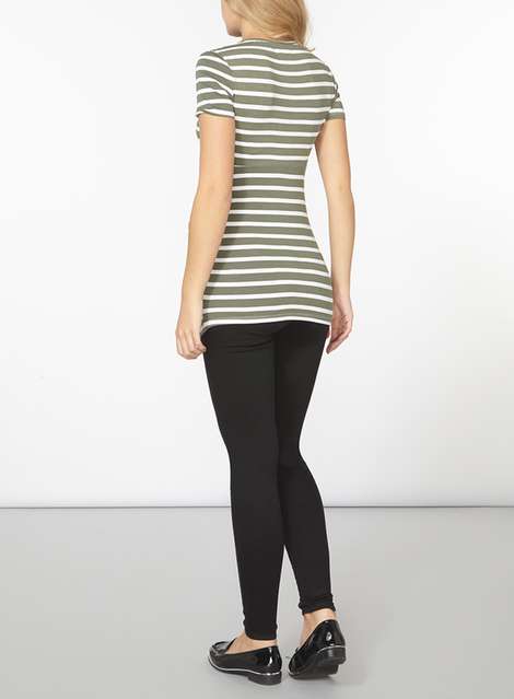 **Maternity Olive Stripe Ruched top